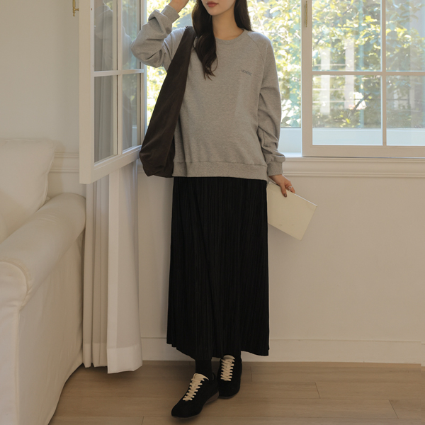 <b>[Limited Quantity SALE]</b> <b>[Daily Item/Body Coverage]</b> [S-made] Maternity* Pleated Layered Sweatshirt Maternity Dress