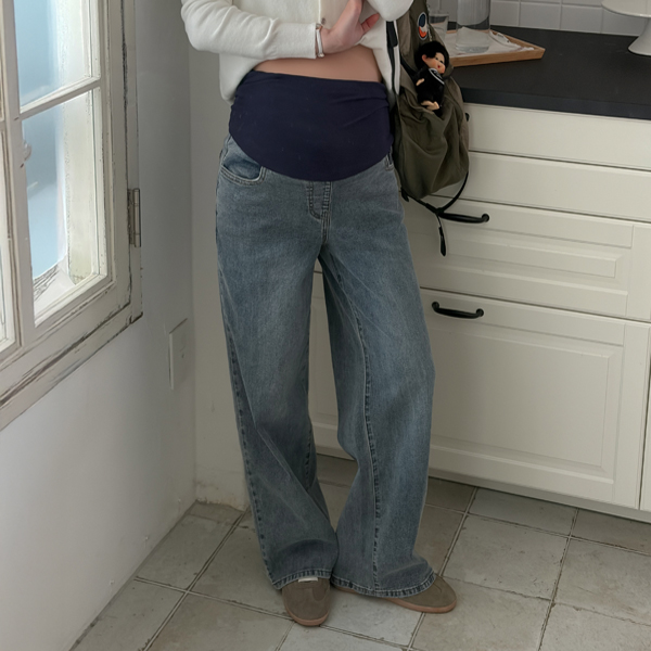 <b>[Cotton Stretch Belt/All-Season Pants]</b> [S-made] Maternity*New Daily Stretch Wide Maternity Jeans