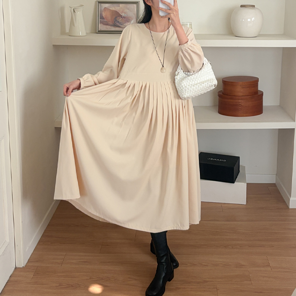 <b>[Wedding Guest Look/Pleats]</b> [S-made] Maternity* Adjustable Pleats Delicate Fit Maternity Dress