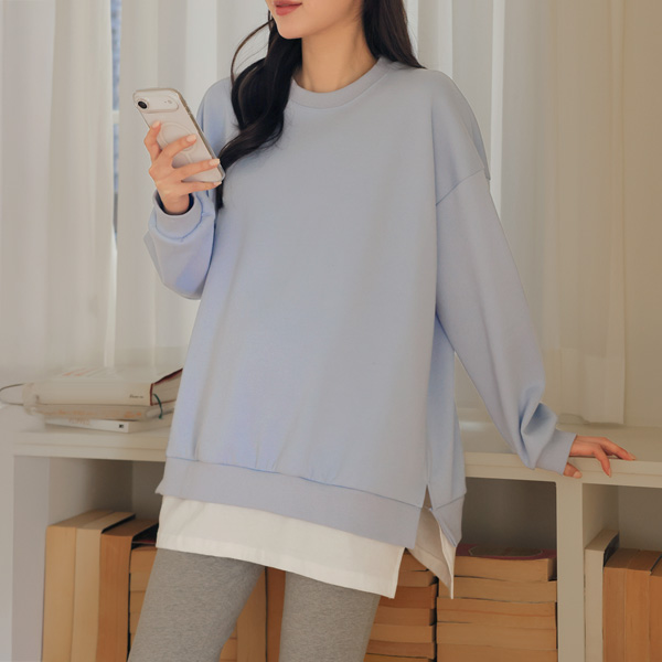 <b>[loose fit/layered]</b> [S-made] Maternity* Special double-sided layered maternity sweatshirt that feels like wearing an inner layer