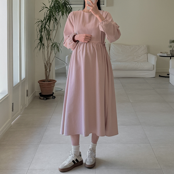 <b>[Sturdy/Wrinkle-resistant/Soft touch/Adjustable fit/Layered]</b> [S-made] Maternity* Apron Pintuck Layered Adjustable Maternity Dress