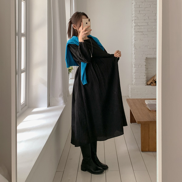 [S-made] Maternity* Adjustable Flowy Wrinkle Maternity Dress