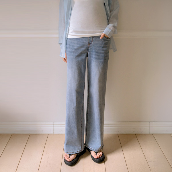 <b>[Summer Denim/Wide Fit/2 Length]</b> [S-made] Maternity*Summer Light Wide Maternity Jeans