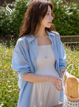 <b>[Tencel Material/Loose Fit/See-through Look]</b> [S-made] Maternity*Subtle Gloss Tencel Loose Fit Maternity Shirt