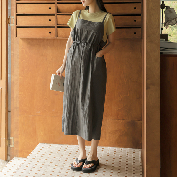 <b>[Limited Quantity SALE]</b> <b>[Extreme Lightness/Cool Material]</b> [S-made] Maternity* Lightweight Stopper Adjustable Maternity Dress