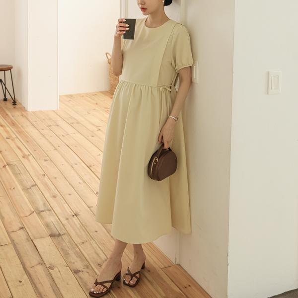 <b>[Limited Quantity SALE]</b> [S-made] Maternity*Cool Flowy Apron Pintuck Layered Maternity Dress