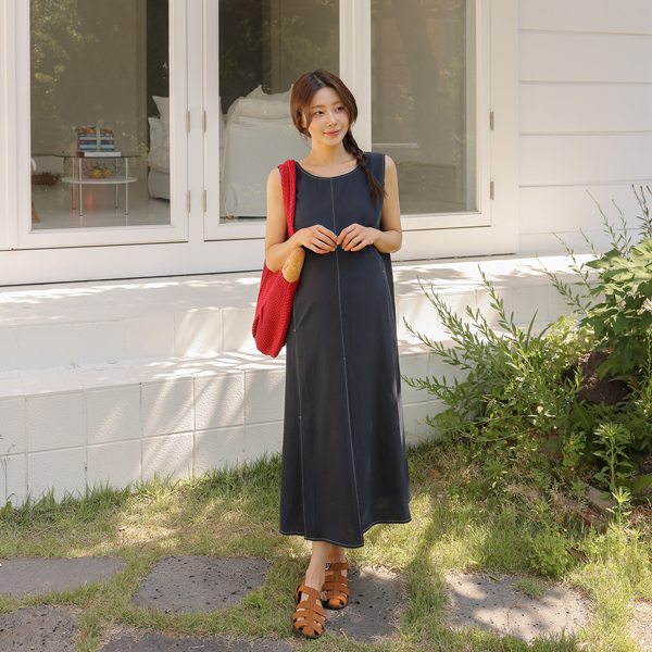 <b>[Linen Dress/Highly Versatile]</b> [S-made] Maternity* Linen-like Stitch Point Maternity Dress