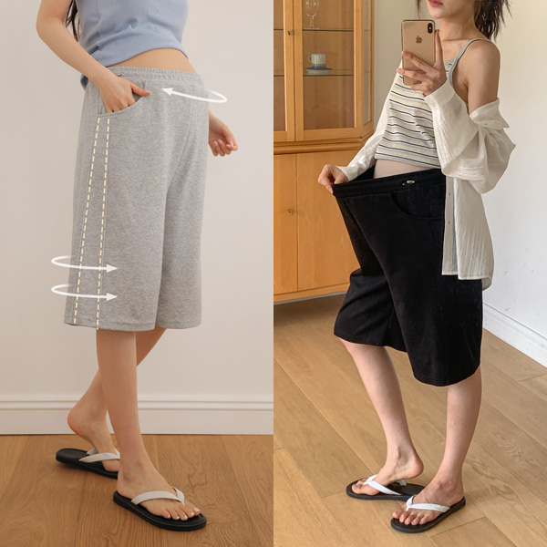 <b>[Limited Quantity SALE]</b> <b>[Summer Shorts/Stretchy Material/Adjustable]</b> [S-made] Maternity*Stretchy Cut-out Wide Stopper Maternity Shorts