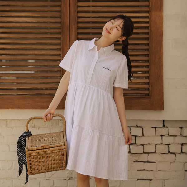 [S-made] Maternity*May Cane Cane Jacquard Short Sleeve Maternity Dress (Nursing Suitable)