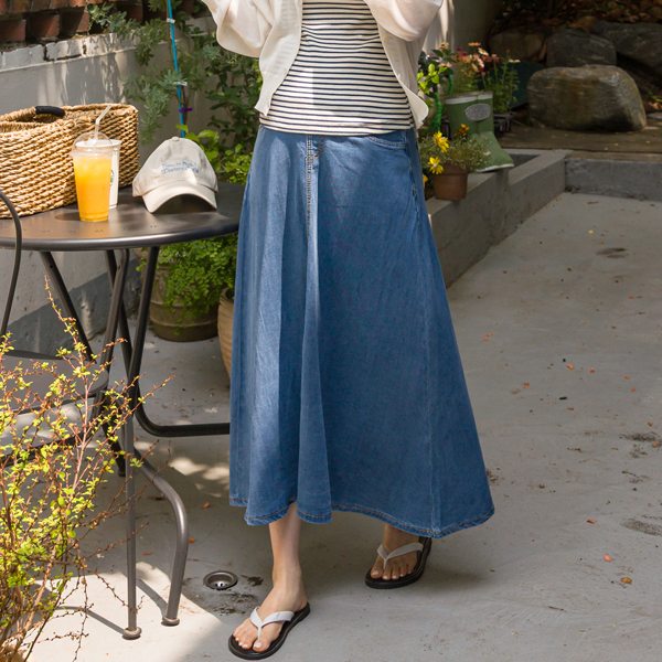 <b>[Lyocell/Flare/3D Seamless]</b> [S-made] Maternity*Lyocell Flush Flare Maternity Skirt