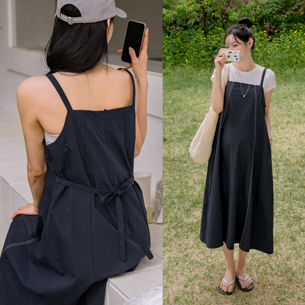 <b>[Steady Seller/Summer Version]</b> [S-made] Maternity* Layered Maternity Dress with Crinkly Stitch Highlights