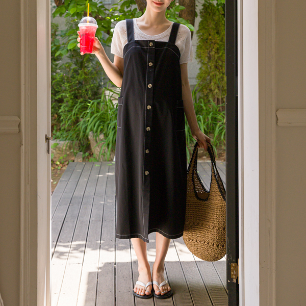 <b>[Limited Quantity SALE]</b> <b>[All-Season Layering/Fashionista]</b> [S-made] Maternity*Bustier Suspender Stitch Maternity Dress