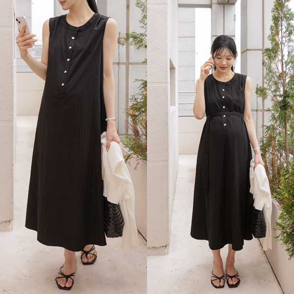 <b>[Limited Quantity SALE]</b> <b>[Rustling/Hot Summer/Nursing Suitable]</b> [S-made] Maternity* Light Rustling Semi-Open Maternity Dress