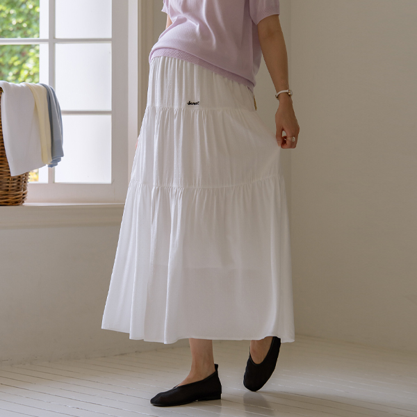 <b>[Limited Quantity SALE]</b> <b>[Flowy/Dot Jacquard/Recommended for Early to Mid-term Moms]</b> [S-made] Maternity*Dot Tiered Jacquard Maternity Skirt