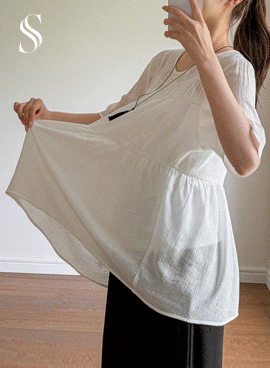 <b>[Limited Quantity SALE]</b> <b>[Cool and Breezy/Delicate]</b> [S-made] Maternity* Breezy Band Shirring Maternity Blouse
