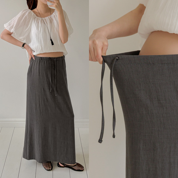 <b>[Linen-like/Adjustable Waist/Maxi Skirt]</b> [S-made] Maternity*Linen-like Adjustable Maxi Maternity Skirt