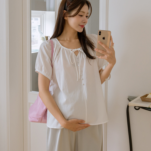 <b>[Limited Quantity SALE]</b> [S-made] Maternity* Pure Lace Smoke Maternity Blouse