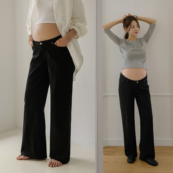 <b>[Online Store Exclusive Opening Special]</b> [S-made] Maternity Cotton Spandex Hidden Elastic Waist Low-Rise Maternity Pants