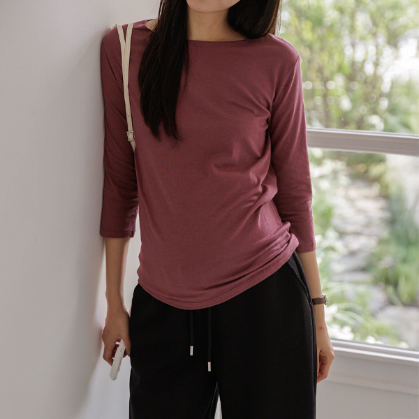 Maternity* Stretchy Modal Basic 3/4 Sleeve T-shirt