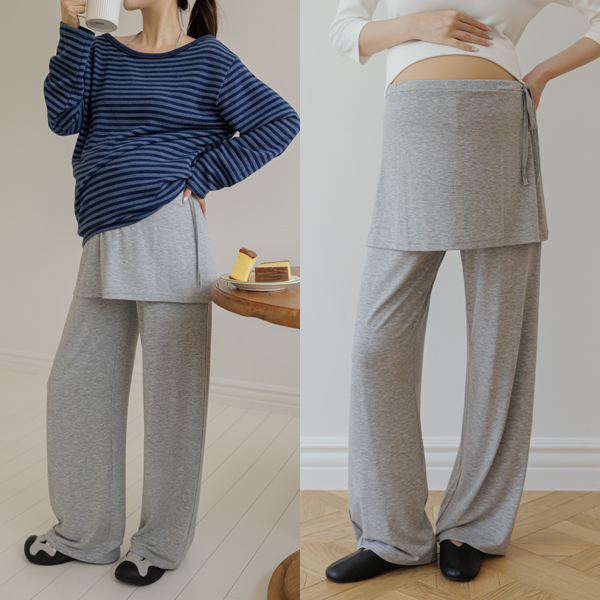 Maternity*Flowy String Layered Maternity Skirt-Pants