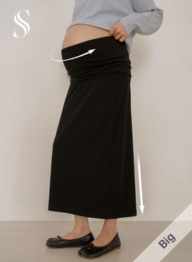 <b>[Low-rise/Foldable/Folding Maternity Belt]</b> [S-made] Maternity* Stretch Maxi Folding Maternity Skirt