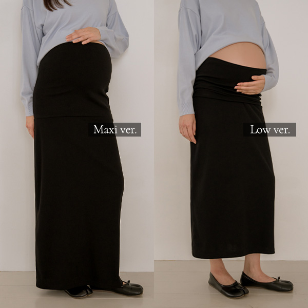 <b>[Low-rise/Foldable/Folding Maternity Belt]</b> [S-made] Maternity* Stretch Maxi Folding Maternity Skirt