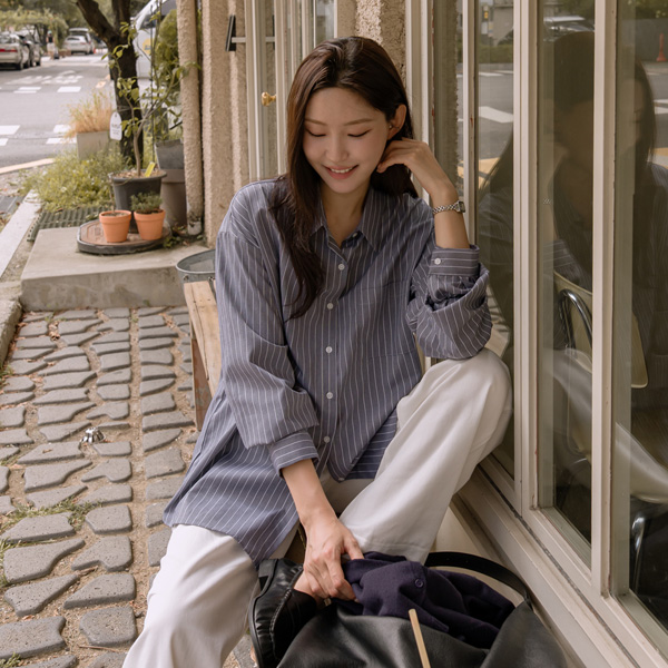 <b>[Online Store Exclusive Opening Special]</b> [S-made] Maternity* Silket-like Stripe Maternity Shirt