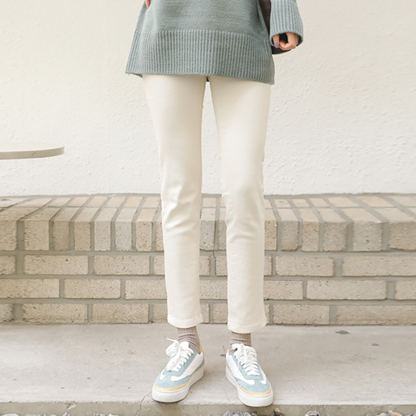 <b>[Limited Quantity SALE]</b> Maternity* Stretchy Cotton Straight Fleece-Lined Maternity Pants