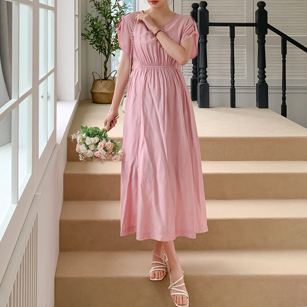 <b>[Limited Quantity SALE]</b> Maternity* Elegant Elastic Roll-up Maternity Dress