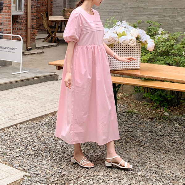 <b>[Limited Quantity SALE]</b> Maternity* Pintuck Puff Maternity Dress