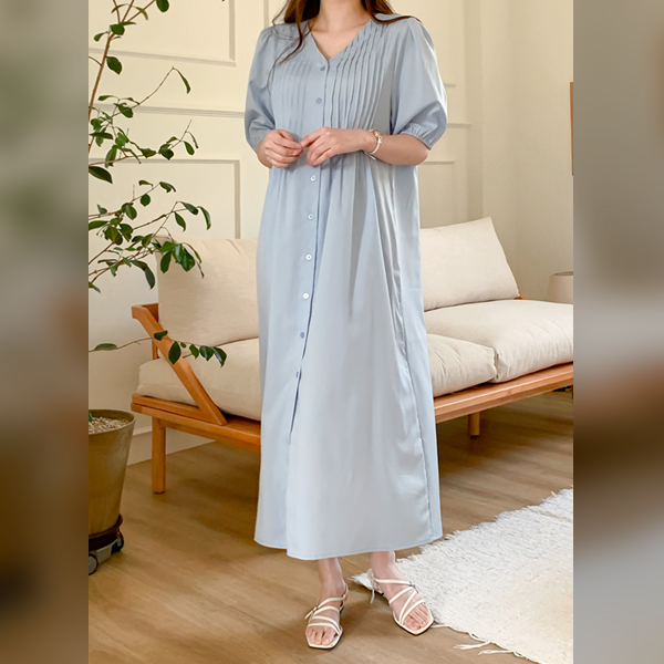 <b>[Limited Quantity SALE]</b> Maternity*Sallang Rayon Pintuck Maternity Dress (Nursing Suitable)