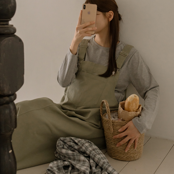 [S-made] Maternity* Pony Pocket Suspender Maternity Dress