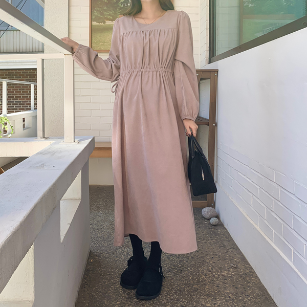 <b>[Limited Quantity SALE]</b> Maternity Corduroy Adjustable Maternity Dress