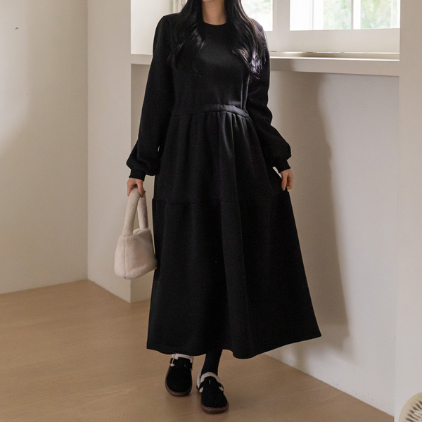 Maternity* Embroidered Tiered Adjustable Brushed Maternity Dress