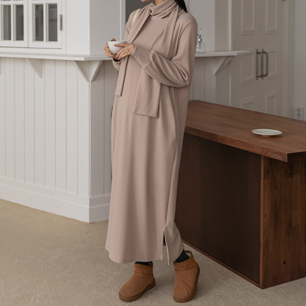 <b>[Limited Quantity SALE]</b> Maternity*Timer Muffler Knit Maternity Dress