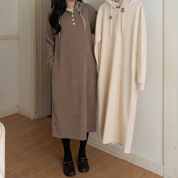 <b>[Limited Quantity SALE]</b> Maternity* Hooded Leather Stopper Knit Maternity Dress