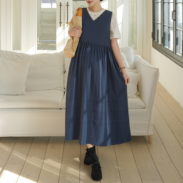 <b>[Limited Quantity SALE]</b> [S-made] Maternity* Back Ribbon Crinkly Bustier Maternity Dress