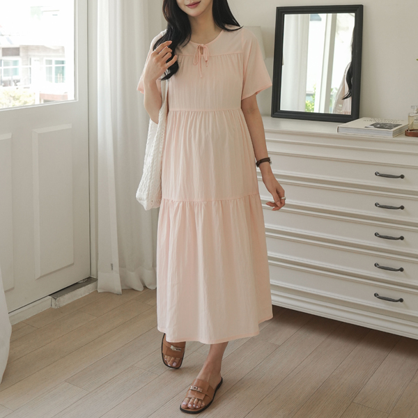 <b>[Limited Quantity SALE]</b> [S-made] Maternity* Rustling Ribbon Tiered Maternity Dress