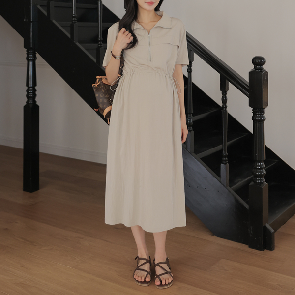 <b>[Limited Quantity SALE]</b> [S-made] Maternity* Daily Zip-up Stopper Maternity Dress