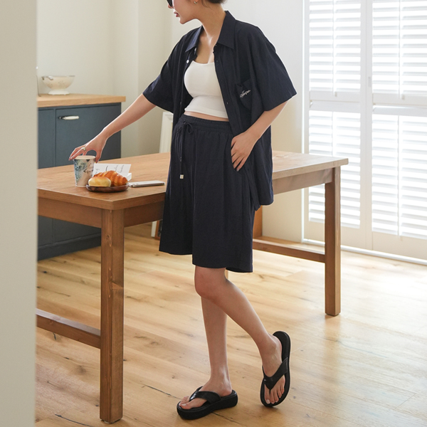 <b>[Limited Quantity SALE]</b> [S-made] Maternity* Crinkly Shirt & Half Pants Maternity Set