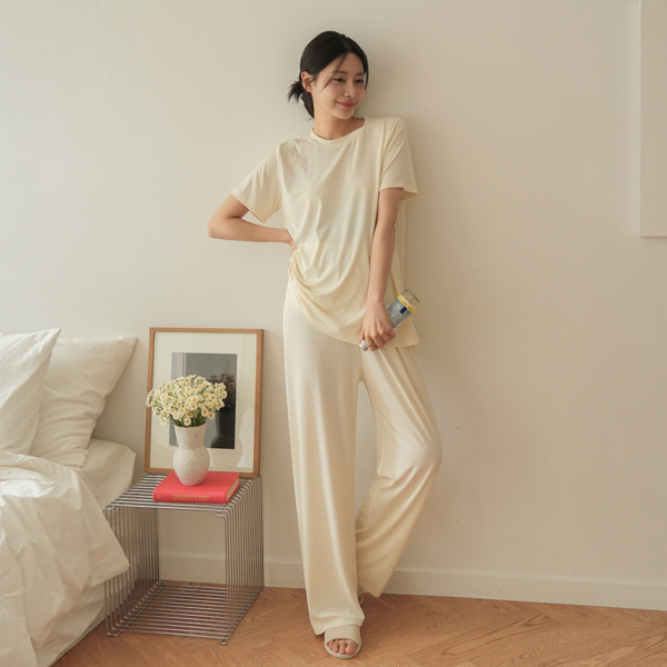 <b>[Limited Quantity SALE]</b> [S-made] Maternity* Rosy Cool Ribbed Short Sleeve Maternity Set