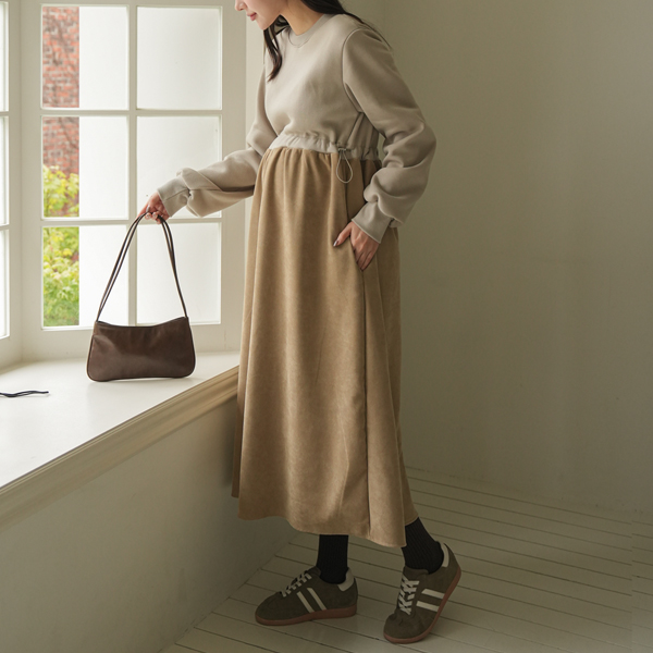 <b>[Limited Quantity SALE]</b> [S-made] Maternity* Waist-Tie Sweatshirt Maternity Dress