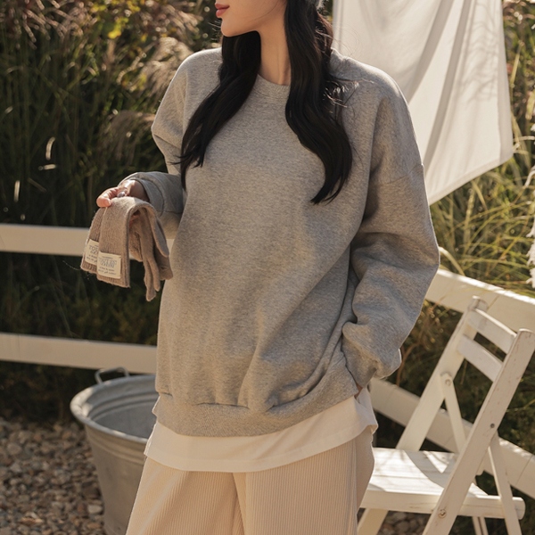 <b>[Full Fleece Lined / Loose Fit]</b> [S-Made] Maternity*Layered Maternity Sweatshirt that feels like wearing an inner layer