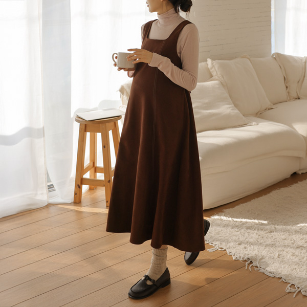 <b>[Layered/Comfortable/Recommended for Wedding Guest Look]</b> [S-made] Maternity*Layered Full Maternity Dress with Stitch Highlights