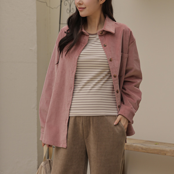<b>[Limited Quantity SALE]</b> <b>[Thick Corduroy/Winter Shirt]</b> [S-made] Maternity*Thick Corduroy Pocket Label Maternity Shirt