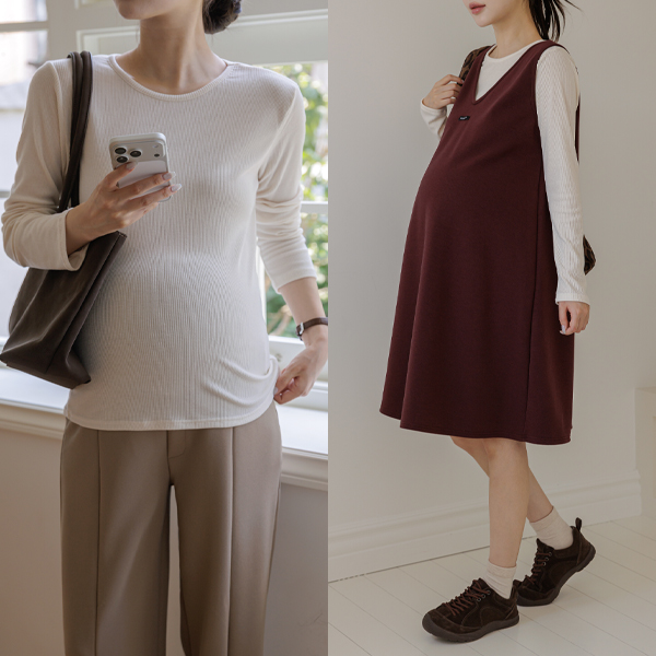 <b>[Good Tension/Tangle Fit/Set Composition]</b> [S-made] Maternity*Good Tension Flare Dress Maternity Set