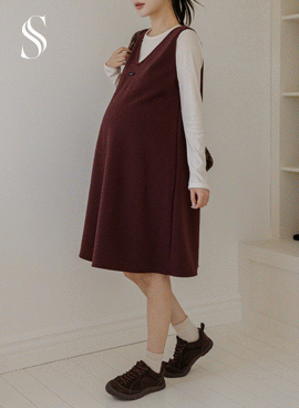 <b>[Good Tension/Tangle Fit/Set Composition]</b> [S-made] Maternity*Good Tension Flare Dress Maternity Set