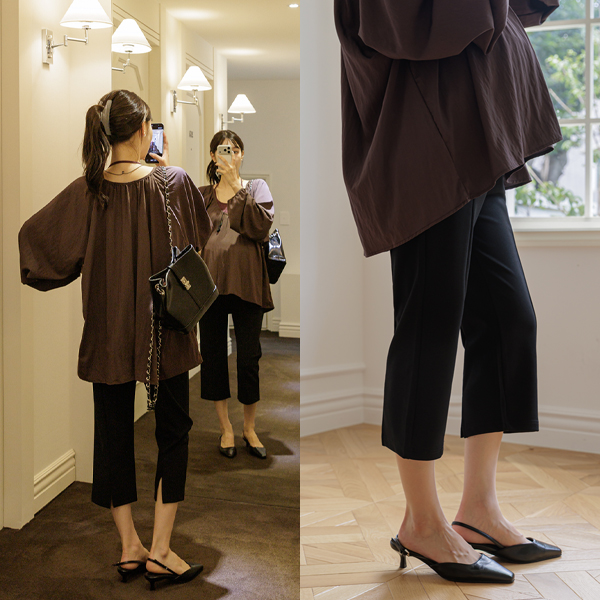 Maternity*Back Slit 8/8 Length Capri Maternity Pants