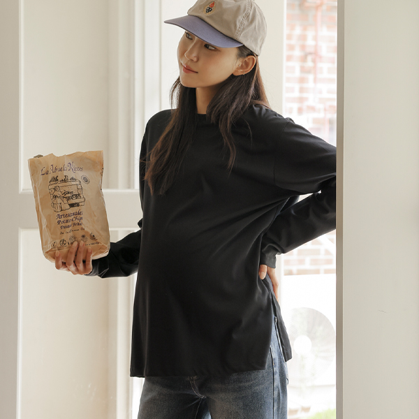<b>[Machine Dry/Washable/Washable/Stretch-Proof]</b> [S-made] Maternity* Washable Stretch-Proof Basic Maternity T-shirt