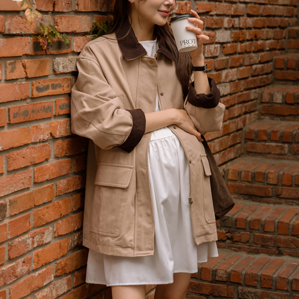 <b>[Online Store Exclusive Opening Special]</b> [S-made] Maternity*Sturdy Cotton Hidden Button Maternity Half Jacket